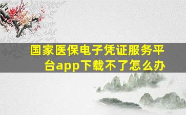 国家医保电子凭证服务平台app下载不了怎么办