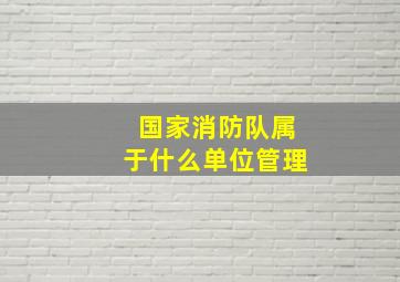 国家消防队属于什么单位管理