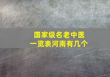 国家级名老中医一览表河南有几个