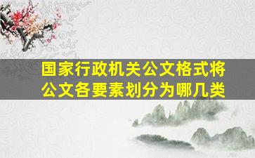 国家行政机关公文格式将公文各要素划分为哪几类