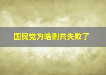 国民党为啥剿共失败了