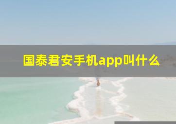 国泰君安手机app叫什么