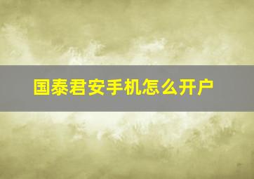 国泰君安手机怎么开户