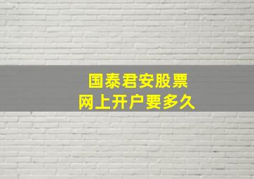 国泰君安股票网上开户要多久