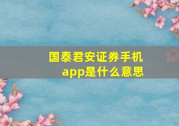 国泰君安证券手机app是什么意思