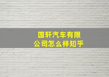 国轩汽车有限公司怎么样知乎