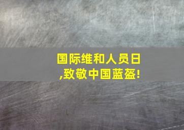 国际维和人员日,致敬中国蓝盔!