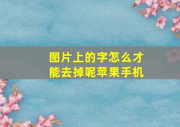 图片上的字怎么才能去掉呢苹果手机