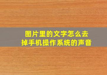 图片里的文字怎么去掉手机操作系统的声音