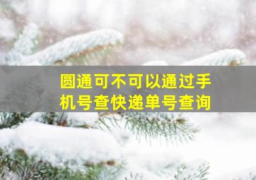 圆通可不可以通过手机号查快递单号查询