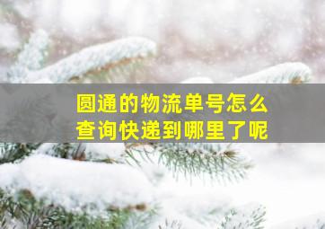 圆通的物流单号怎么查询快递到哪里了呢