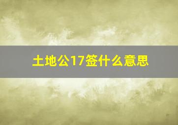 土地公17签什么意思