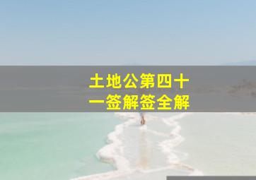 土地公第四十一签解签全解