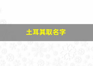 土耳其取名字