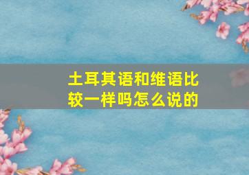 土耳其语和维语比较一样吗怎么说的