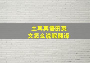 土耳其语的英文怎么说呢翻译