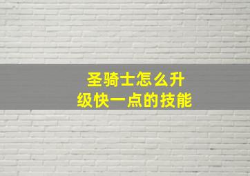 圣骑士怎么升级快一点的技能