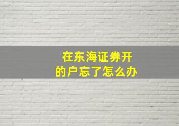 在东海证券开的户忘了怎么办