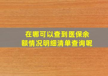 在哪可以查到医保余额情况明细清单查询呢