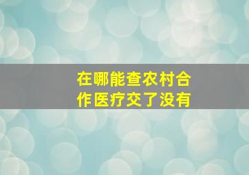 在哪能查农村合作医疗交了没有