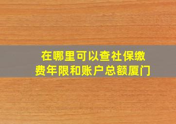 在哪里可以查社保缴费年限和账户总额厦门