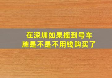 在深圳如果摇到号车牌是不是不用钱购买了