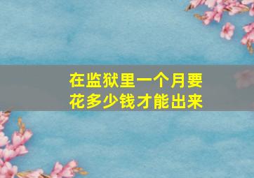 在监狱里一个月要花多少钱才能出来