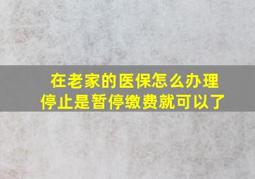 在老家的医保怎么办理停止是暂停缴费就可以了