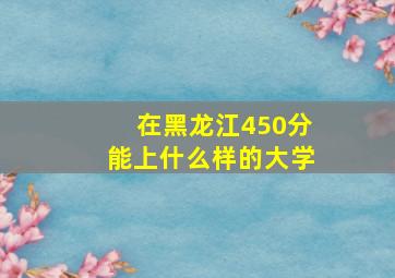 在黑龙江450分能上什么样的大学