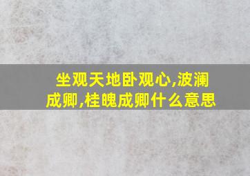 坐观天地卧观心,波澜成卿,桂魄成卿什么意思