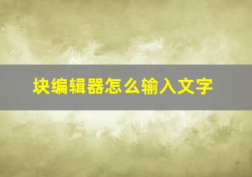 块编辑器怎么输入文字