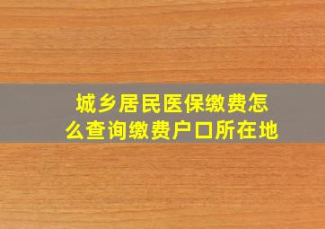 城乡居民医保缴费怎么查询缴费户口所在地