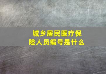 城乡居民医疗保险人员编号是什么