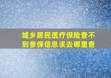 城乡居民医疗保险查不到参保信息该去哪里查