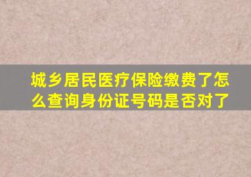 城乡居民医疗保险缴费了怎么查询身份证号码是否对了