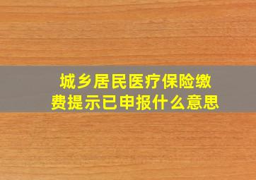 城乡居民医疗保险缴费提示已申报什么意思