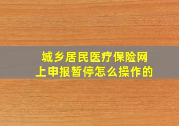 城乡居民医疗保险网上申报暂停怎么操作的