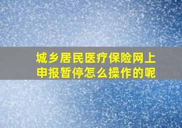 城乡居民医疗保险网上申报暂停怎么操作的呢