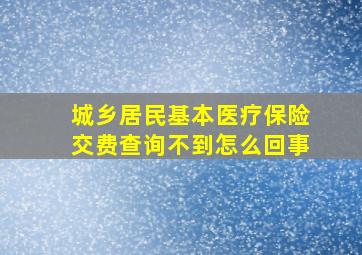 城乡居民基本医疗保险交费查询不到怎么回事