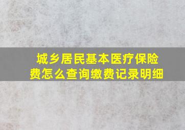 城乡居民基本医疗保险费怎么查询缴费记录明细