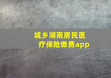 城乡湖南居民医疗保险缴费app