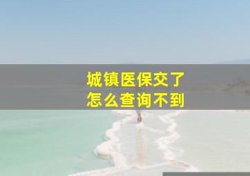 城镇医保交了怎么查询不到