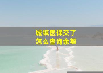 城镇医保交了怎么查询余额