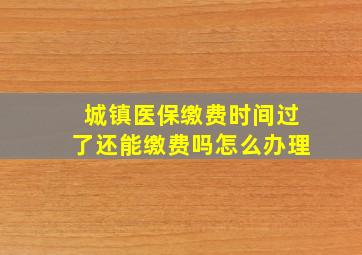 城镇医保缴费时间过了还能缴费吗怎么办理