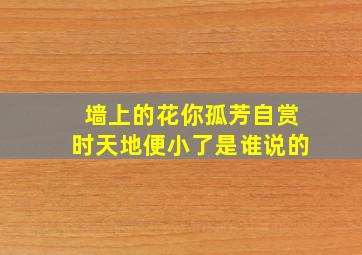 墙上的花你孤芳自赏时天地便小了是谁说的