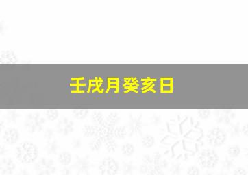 壬戌月癸亥日