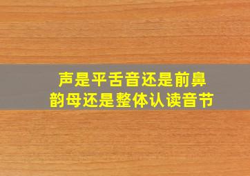 声是平舌音还是前鼻韵母还是整体认读音节