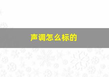 声调怎么标的