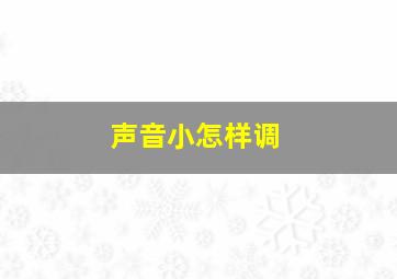 声音小怎样调