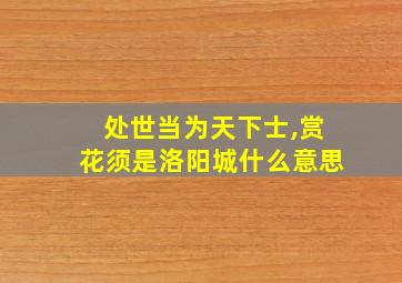 处世当为天下士,赏花须是洛阳城什么意思